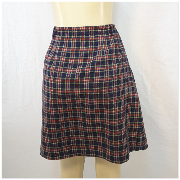 JIANSHENG, Plaid Front Pleat Skirt, size Small - Picture 5 of 8